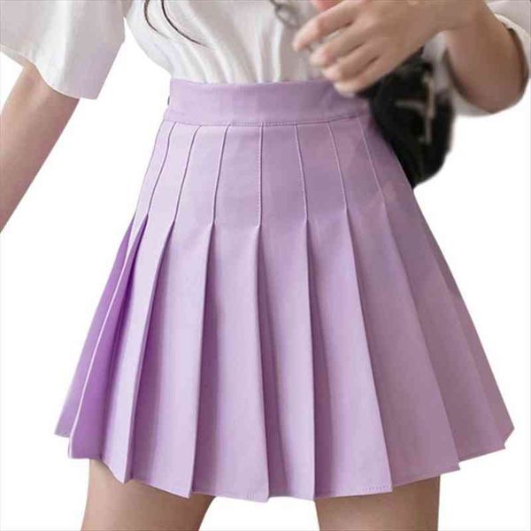 

short cute pleated anti womens skirts glare high waist solid color mini summer, Black