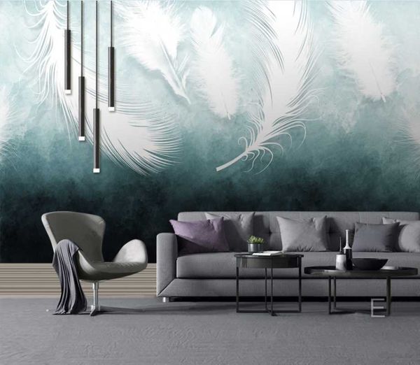 

wallpapers american modern fashion color white feather texture art large tv background mural home interior decoration wallpaper custom size