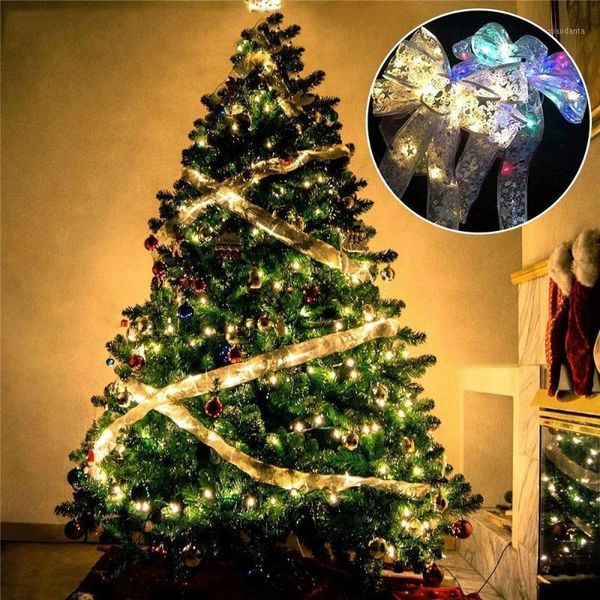 

christmas decorations 2022 year ribbon with led lights waterproof for xmas tree wall window home party wedding supplies