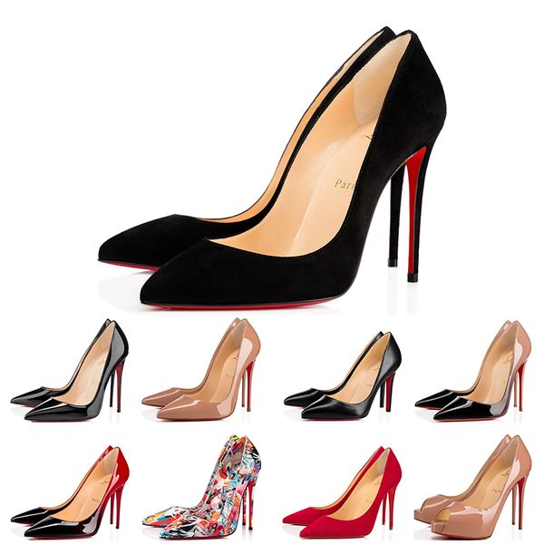 

louboutin christian red bottoms designer shoes cl high heels 8  12cm graffiti so kate womens ladies dress part wedding genuine leather poi, Black