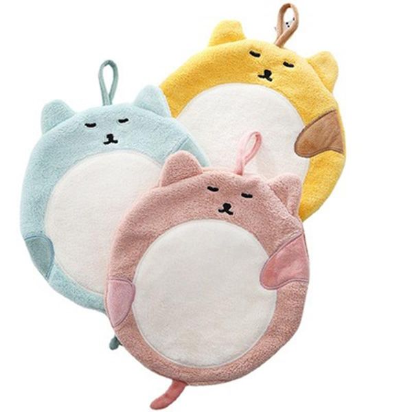 

towel 1pc cartoon hanging hand soft coral kitchen cute cat kids bathing quick dry towels for home office