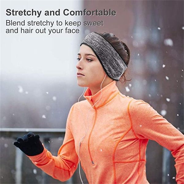 

sports stretchy cycling running headband ear muffs windproof warm fleece hair band outdoor jogging skiing protection sweatband, Yellow;black