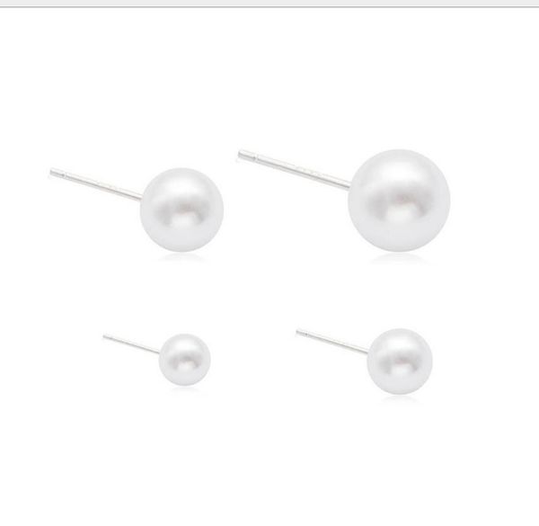

2021 new arrival fashion earrings mix 11 colors pearls studs 8mm pearl stud earrings for women girls ladies brinco, Golden;silver