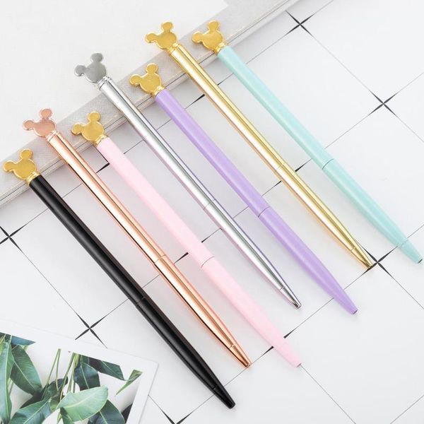 

ballpoint pens cartoon mouse metal pen 28 pcs/lot cute business ball signature office school writing supplies, Blue;orange
