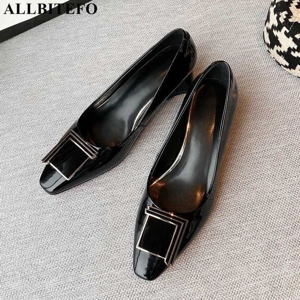 

allbitefo metal decoration real genuine leather women heels fashion office shoes thick heel high heel shoes high heels women 210611, Black