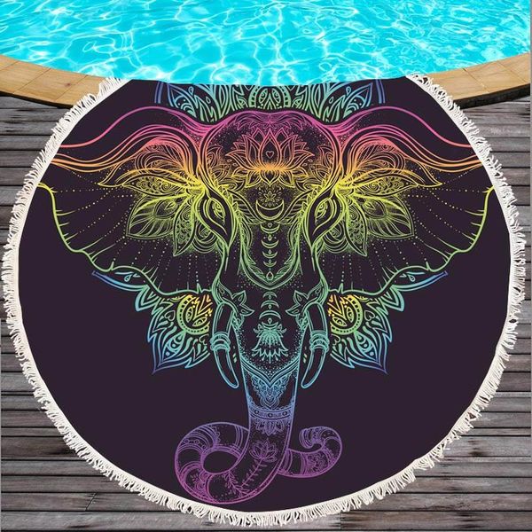 

towel microfiber elephant summer 150cm round beach with tassel for adults yoga mats bath towels tapestry suncreen cover