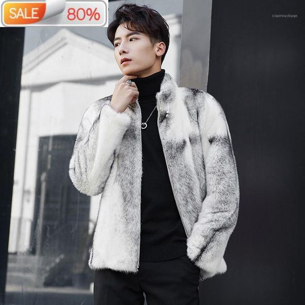 Männer Leder Faux Herren Nerz Winter Echt Mantel Männer Koreanische Echte Pelz Mäntel Warm Weiß Luxus Jacke ZD0004-1 B22720