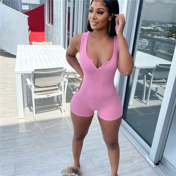 

women's jumpsuits & rompers fitness casual playsuit bodysuit women clothes sleeveless v-neck jumpsuit shorts sportwear overalls 2021, Black;white