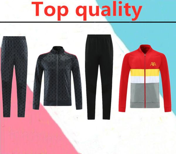 

2021 football training suit 20/21 men long zipper jacket soccer tracksuit, Black