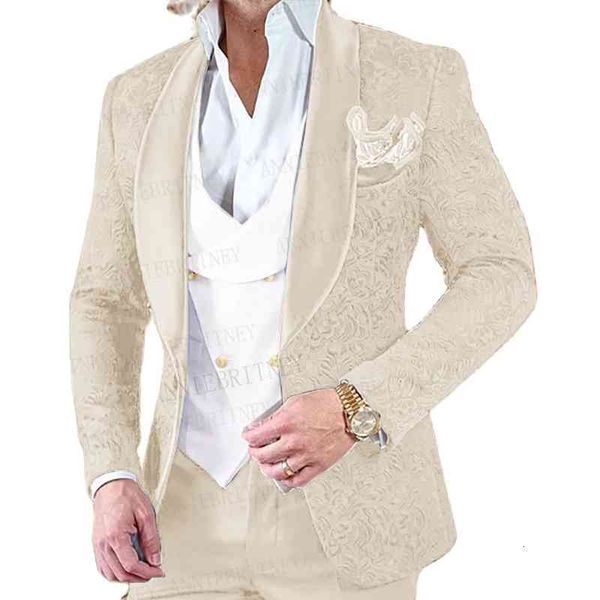 

men's suits & blazers veiai luxury men wedding pink 3 pieces custom groom suit dress tuxedo slim fit jacquard blazer double breasted ve, White;black