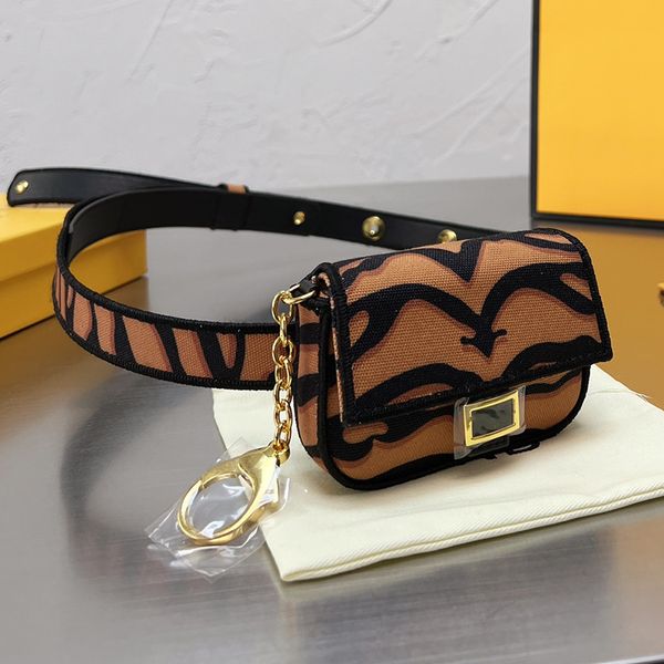 

designer women mini waist shoulder bag italy roma brand nano printed canvas coin purse lady tiger skin print ornamental luxurys designers ba