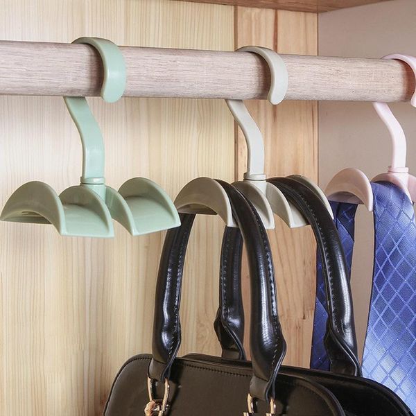 

360-degree rotation closet organizer rod hanger handbag storage purse hanging rack holder hook bag clothing home hangers & racks