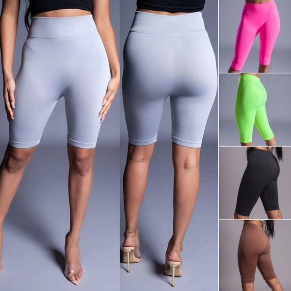 

women's leggings women cotton solid high waist elastic slim fit fitness sport jogging gym short ladies basic female, Black