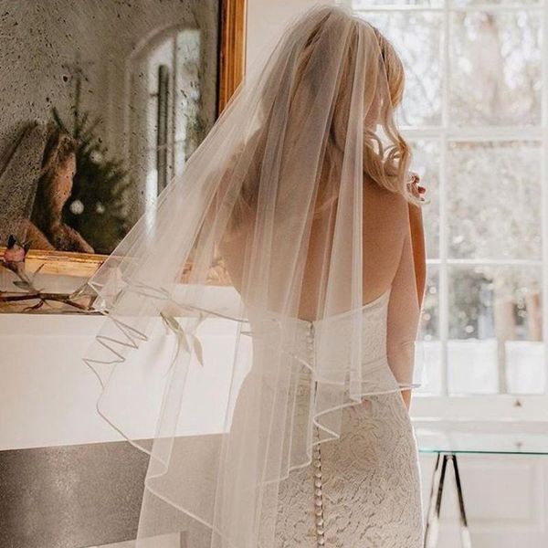 

bridal veils white ivory wedding veil shoulder length one-layer short with comb velos de noiva soft for girls, Black