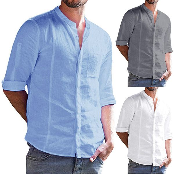 

men's shirts 3d pullover v-ne looe caual cotton linen top, White;black