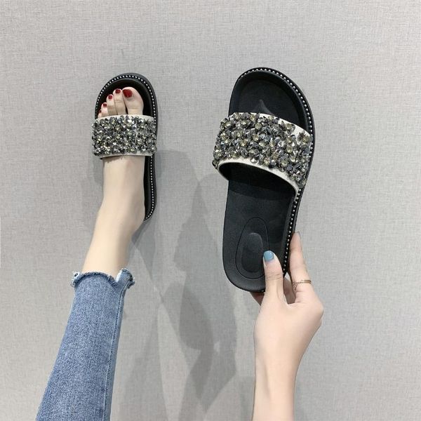 

slippers 2021 summer women fashion casual sandals for women's beach rivet technology open toe shoes, Black