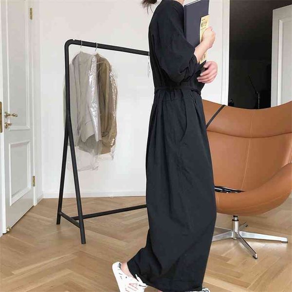 

shengpllae minimalist womens spring 2021 new v-neck large size short sleeve high waist wide leg lace up jumpsuit 5b539, Black;white