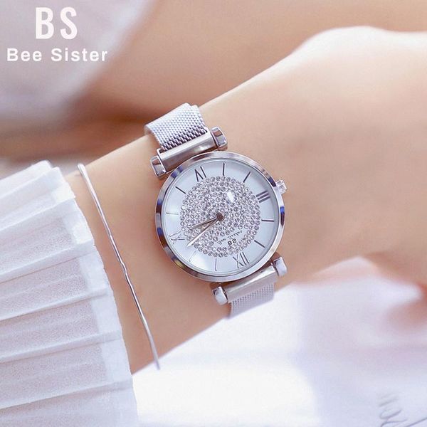 

wristwatches magnet buckle women watches fashion dress ladies diamond quartz simple wrist watch for 2021, Slivery;brown