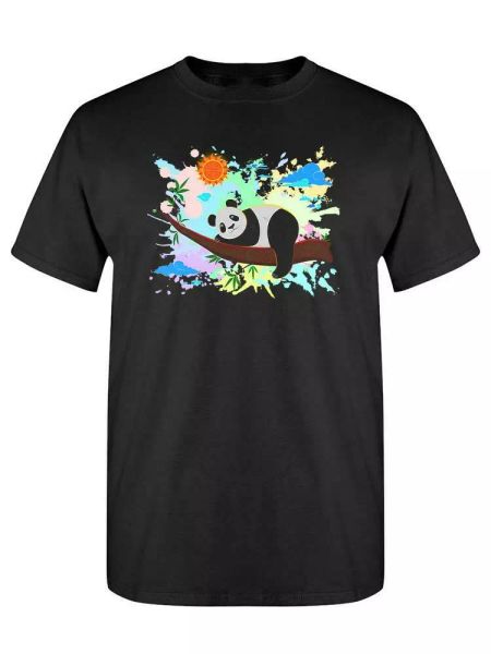 

panda sleeps on a branch tee men's -image by shutterstock, White;black