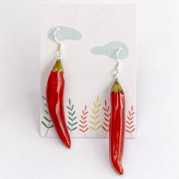 

dangle & chandelier 1 pair red pepper earrings cute vegetables resin pendant long for women geometric simple interesting food earring, Silver