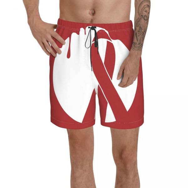 

men's shorts men sweatpants world aids day surfing beach board swim trunks sport quick dry mesh casual pretty funny for boy, White;black