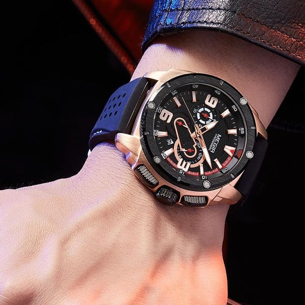 

men sports watches military army clocks men's silicone chronograph quartz wrist watch male reloj hombre wristwatches, Slivery;brown