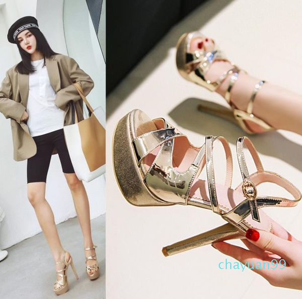 

big small size 33 to 40 41 42 43 gold silver platform high heels bride wedding shoes luxury women designer open toe heels 2021, Black