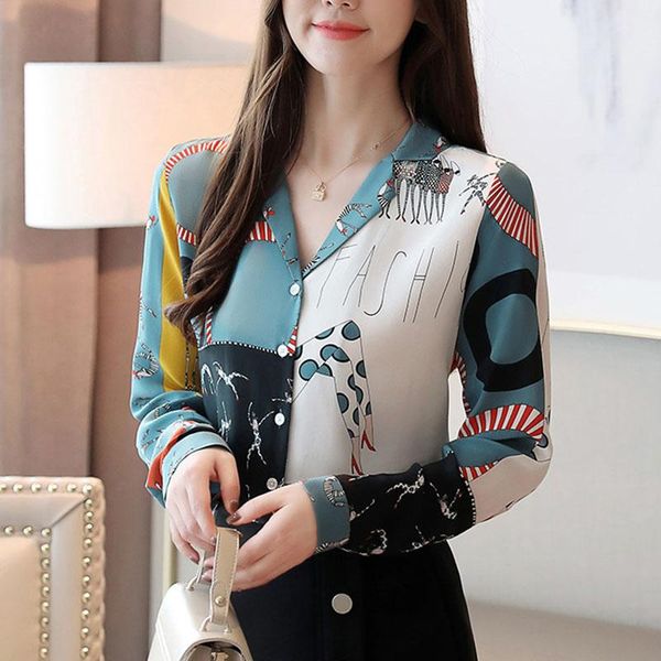 

women's blouses & shirts spring summer chic chiffon long sleeve blusas mujer, White