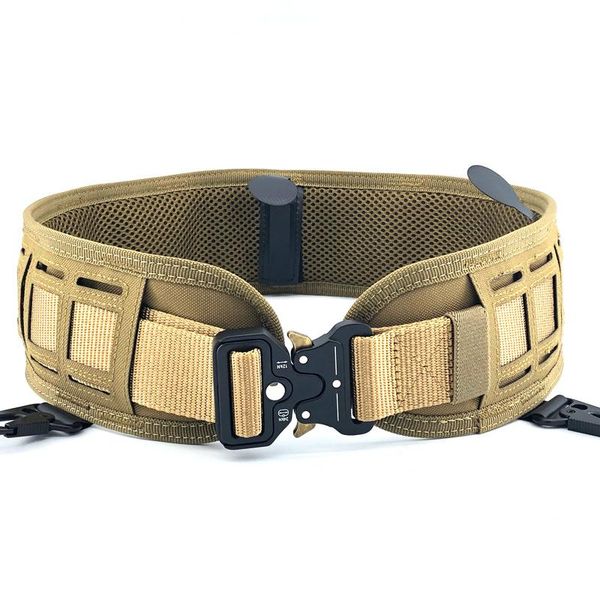

waist support tactical belt military army molle combat battle training outdoor hunting 1000d nylon soft padded waistband, Black;gray
