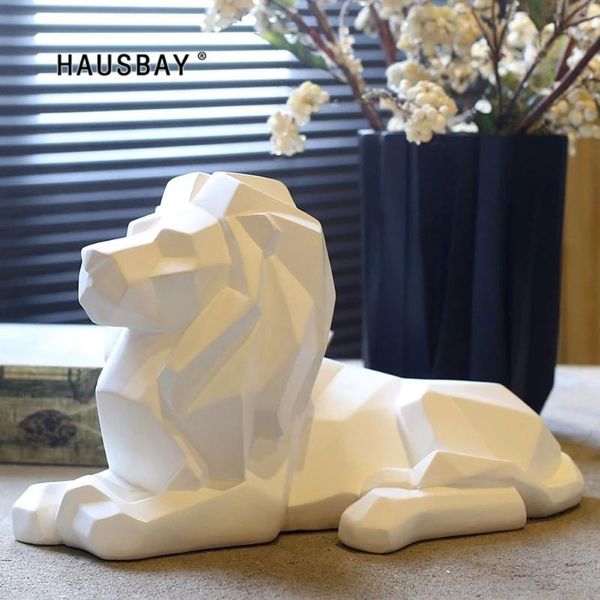 

decorative objects & figurines lion resin model crafts decoration office bar sculpture geometric statue animal origami abstract art gift d20