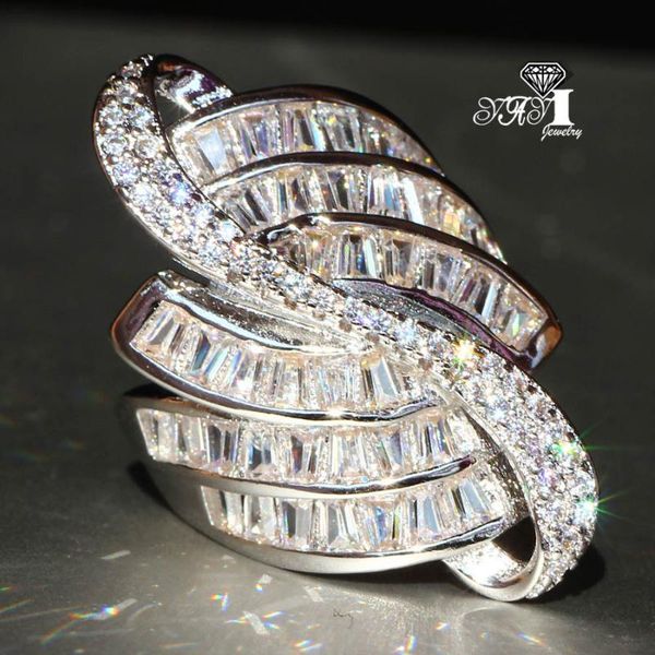 

wedding rings yayi jewelry fashion princess cut 6.8 ct white zircon silver color engagement party, Slivery;golden