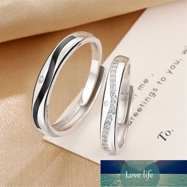 Целая продажа владелец дизайн романтическая волна Pave Cubic Zircon камни мужчина женщины любители кольца 925 стерлингов серебро