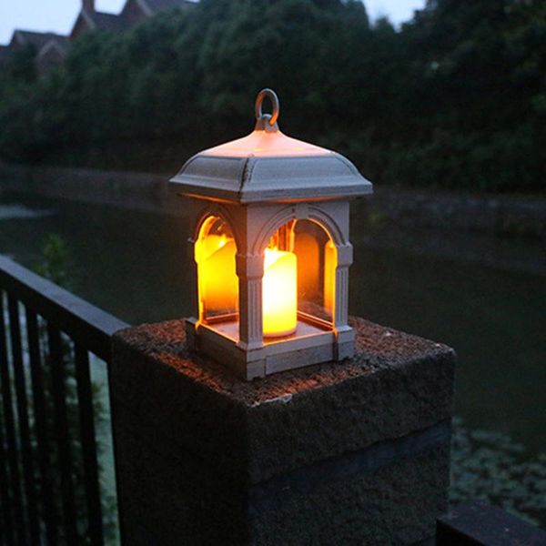 Lanterna solare impermeabile Lampada a sospensione a lume di candela Lampada da esterno per decorazioni da giardino per prato all'aperto Lampade ALI88