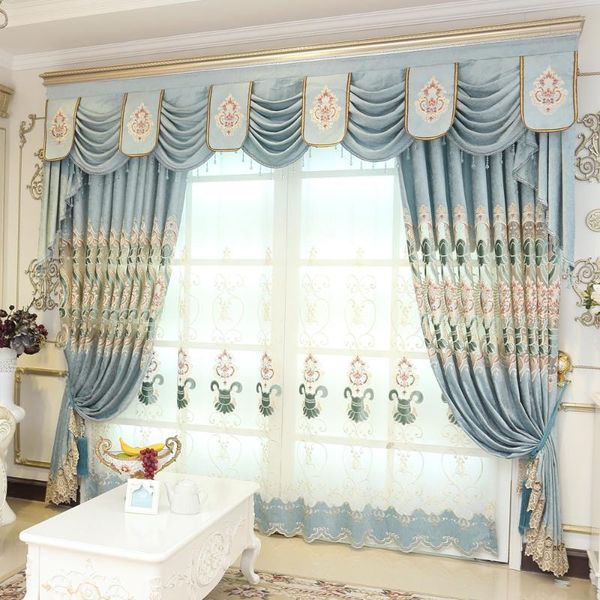 

curtain & drapes european high-end embroidered atmospheric blackout curtains for living room dining and bedroom window decoration