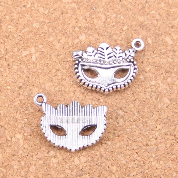 52 adet Antik Gümüş Bronz Kaplama Maske Masquerade Mardi Gras Charms Kolye DIY Kolye Bilezik Bileklik Bulguları 19 * 20mm