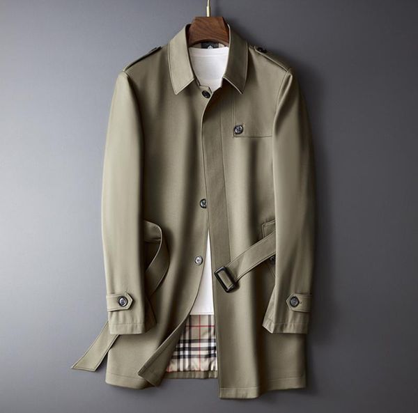 

men's trench coats plus size 7xl mid-length coat men winter cotton loose single-breasted casual jacket khaki black navy for large, Tan;black