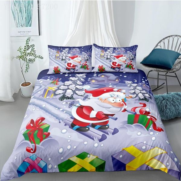 

bedding sets merry christmas set santa printed us twin full  king super size red blue bedroom quilt cover gift