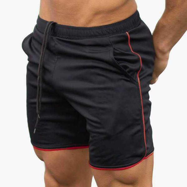 

muscle fitness brothers summer men's fast dry shorts solid sports fitness capris beach pants streetwear quick drying swimwear, White;black