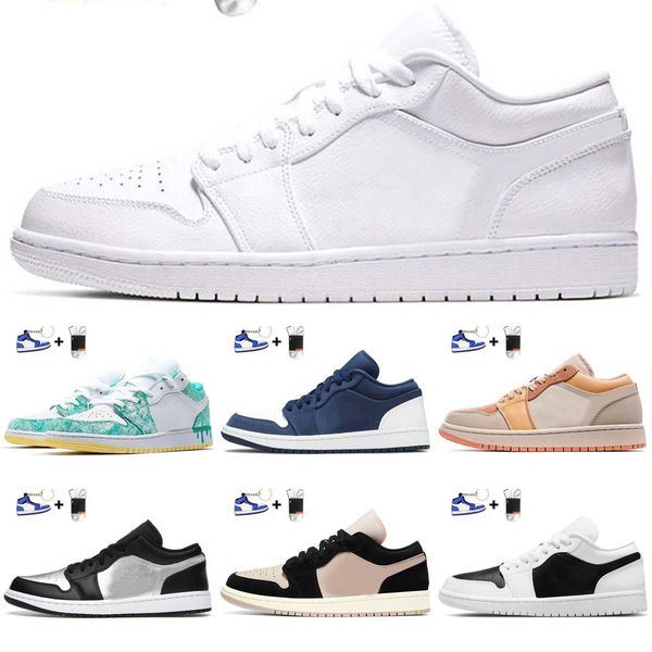 

2021 low jumpman 1 1s men women basketball shoes retro triple white paint drip panda court purple laser blue off sports