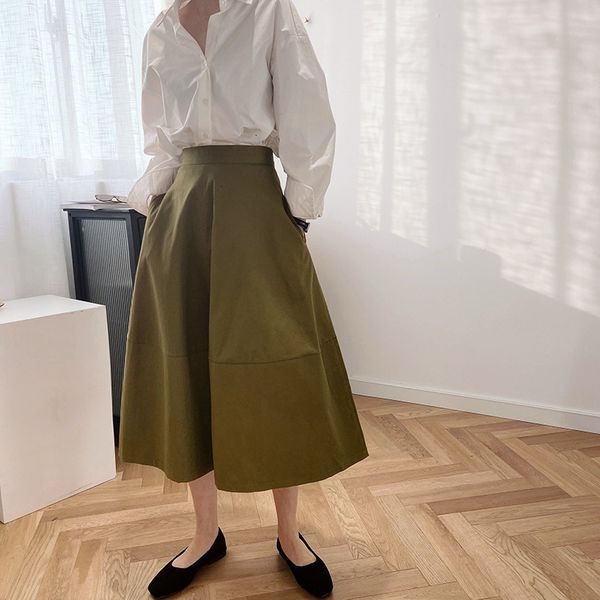 

skirts of cotton line to the vintage long high waist skirtwomen summer with pocket skirt falda femme jupe ogf3 dxkjbeau y23b, Black