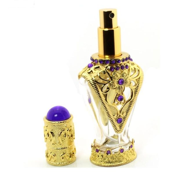 

1pc 50ml big perfume bottle arab style glass spray bottle antiqued retro hollow flower alloy bottle wedding craft gift