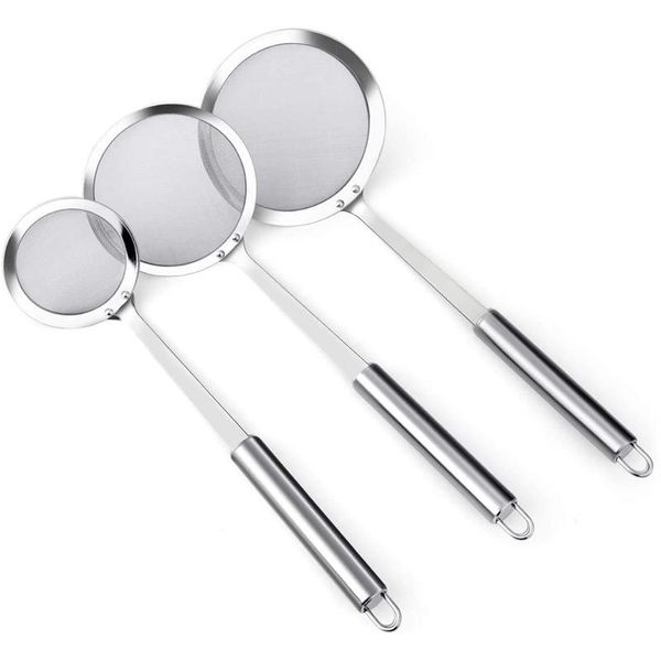 

colanders & strainers skimmer spoon, 3 pack stainless steel spoon for japanese pot fats fine mesh strainer ladle grease