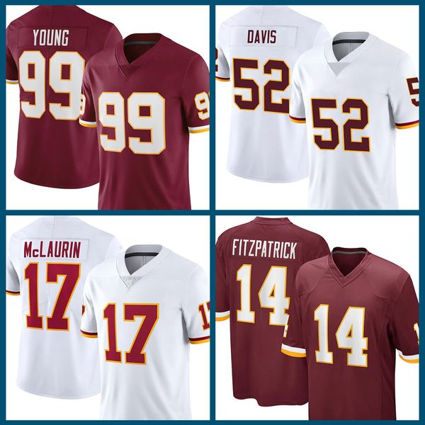 

washington football team nfl 99 chase young american football jersey 52 jamin davis 17 terry mclaurin 14 ryan fitzpatrick 91 ryan kerrigan 1, Black;red
