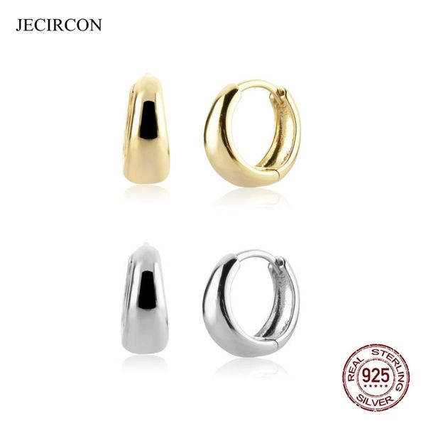 

hoop & huggie jecircon 100% 925 sterling silver punk geometric earrings for women european and american gold wedding/party fine jewelry, Golden;silver
