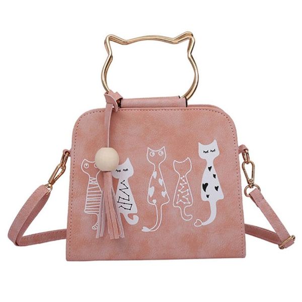 

storage bags personalized handbag animal printed satchel fashionable leather women's cat shoulder bag