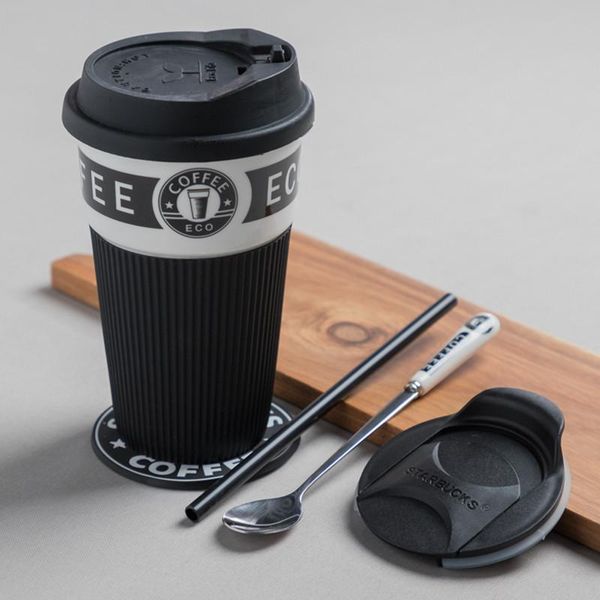 

mugs simple ceramic mug coffee cup with lid and spoon office artistic 400ml christmas gift