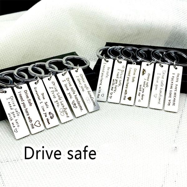 

keychains diy stainless steel keychain drive safe i need you here with me driving charm bag pendant, Silver
