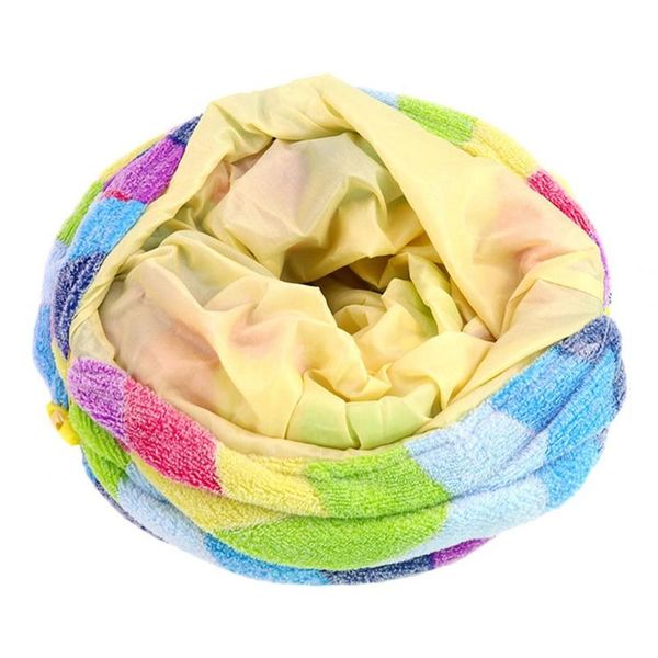 

cat toys tunnel rainbow collapsible kitty tube with plush balls for small pets rabbits kittens ferrets pup