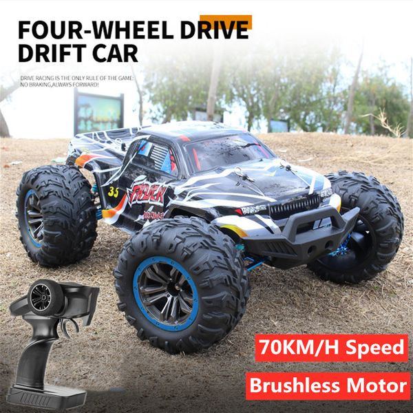 

70km/h brushless rc racing car metal alloy 200m distance racing buggy off load climbing rc toys shock absorption vehicle rc toy