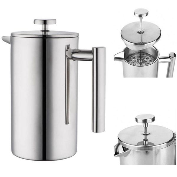 

french press coffee maker stainless steel percolator pot,double wall manual containers roasters